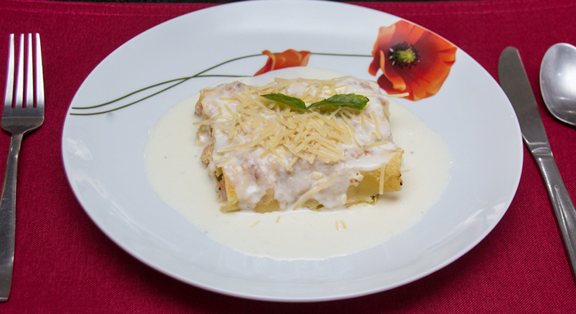 Canelones rellenos de salmón ahumado