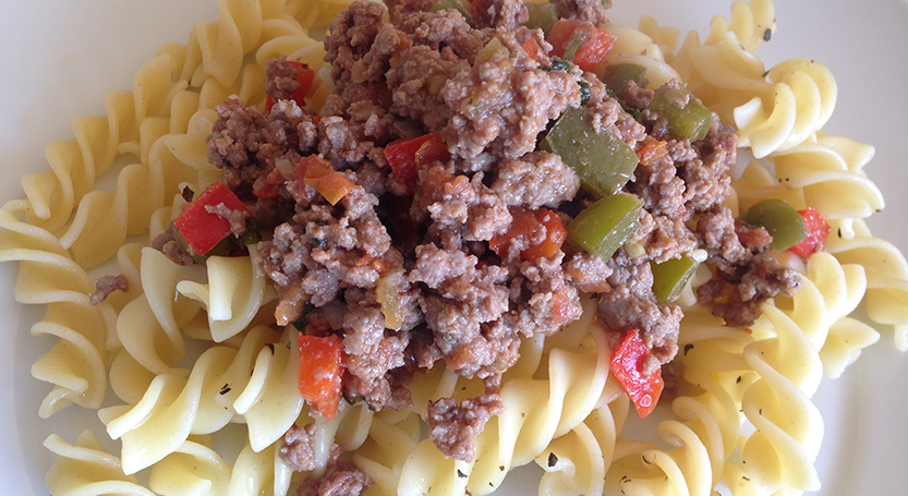 Fusilli con carne molida