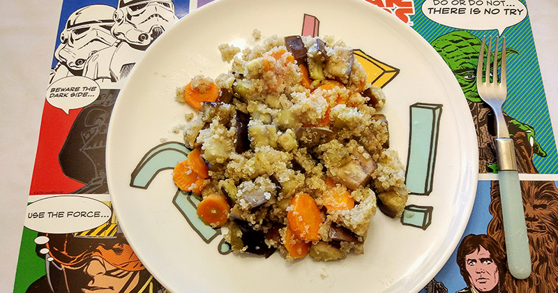 Quinoa con berenjena y zanahoria
