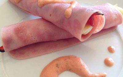 Rollos de jamón con pimiento