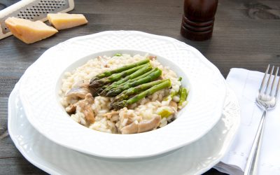 Risotto de espárragos y setas