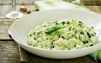 Risotto de espinacas con queso gorgonzola