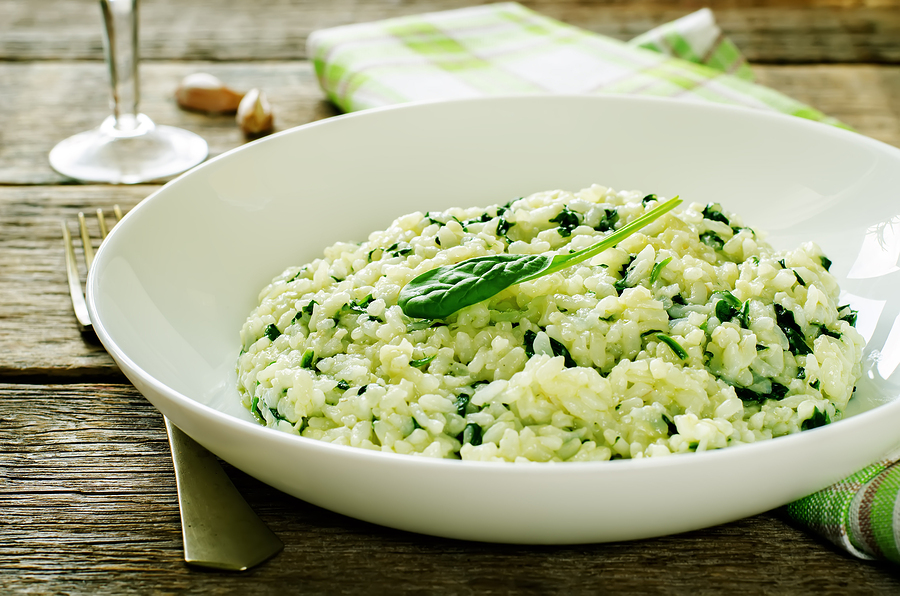 Risotto de espinacas con queso gorgonzola