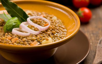 Sopa de lentejas con camote