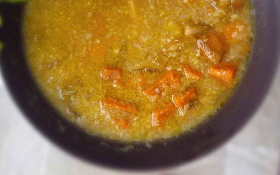 Sopa de camote y coliflor