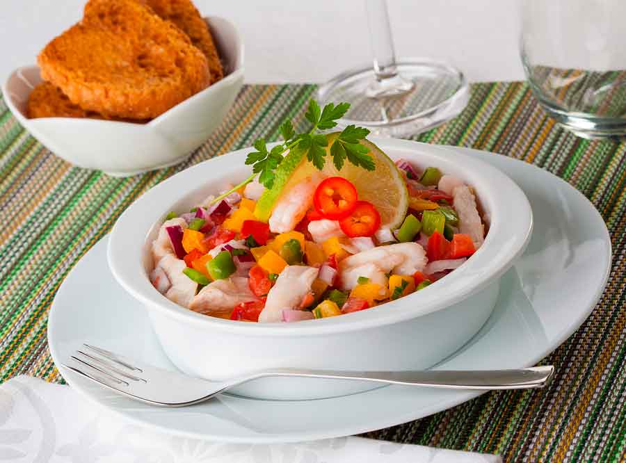 Tostadas de ceviche con pulpo