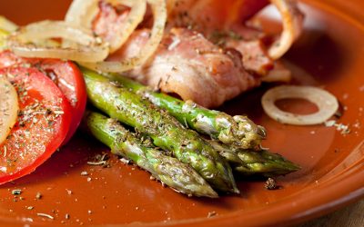 Verduras con tocino al orégano