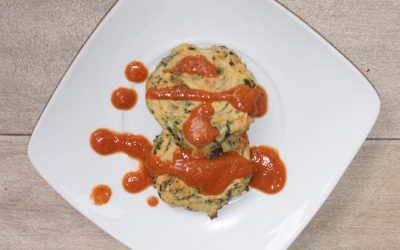 Tortillas de espinaca con salsa de pimiento