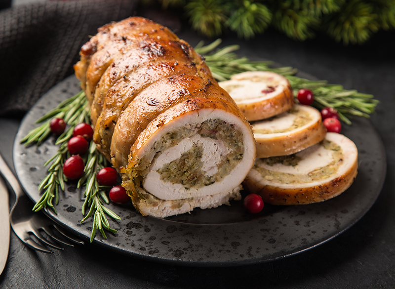 Pavo relleno de carne