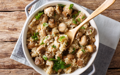 Arroz con quinoa y champiñones