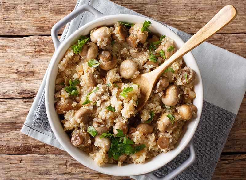 Arroz con quinoa y champiñones